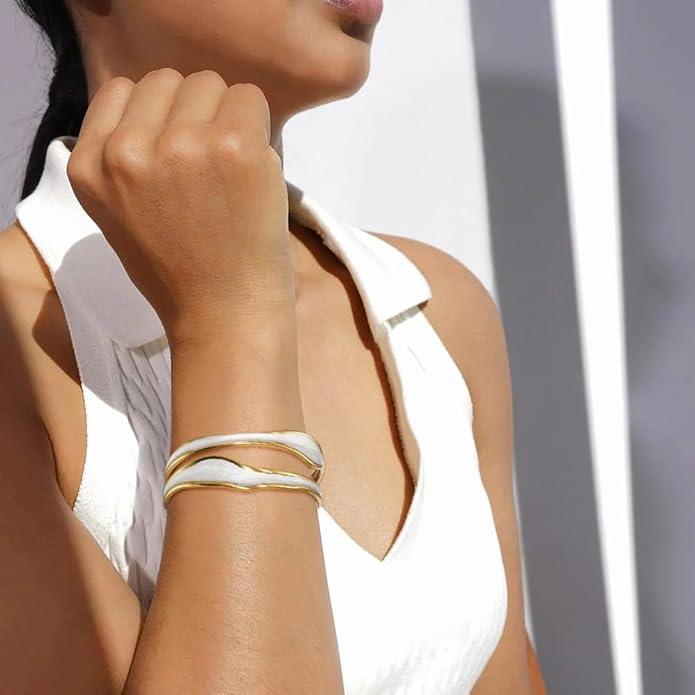 Multi-layer Cuff Bracelet for Women Cross Wire Bracelets Open Wide Cuff Gold Bangle Bracelet