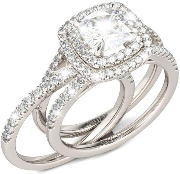 Jeulia Brilliant Classic Band Rings Sets for Women 925 Sterling Silver Fashion Ring Sets Wedding Engagement Anniversary Promise Ring Bridal Sets Jewelry
