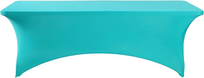 FORLIFE 2Pack Spandex Table Covers，Fitted Tablecloth for Rectangular Tables, Stretch Patio Table Covers, Universal Spandex Table Cover for Wedding, Banquet, Party (8ft, Turquoise)