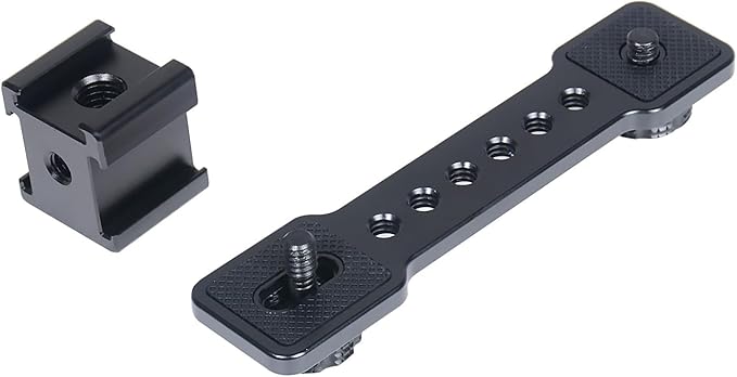 3 Port Cold Shoe Mount Plate for Camera LED Monitor Microphone etc., Aluminum Camera Triple Cold Shoe Extension Bracket Compatible with DJI OSMO Mobile 7P/67/SE, Zhiyun 5S/4/ Feiyu Gimbal Stabilizer