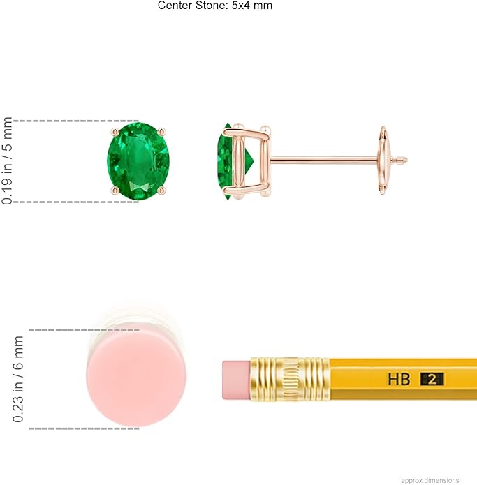 ANGARA Natural Emerald Earrings for Women | Oval Shape Emerald Classic Earrings in 14K Solid Gold/Platinum | May Birthday, Anniversary, Gemstone Jewellery Gift