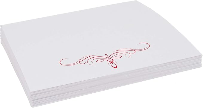 Decadent Flourish Place Cards, Ruby Red (Choose Color), Set of 60, Pre-cut and Scored - Wedding, Party, Dinner, and Special Events - Made in the USA