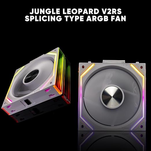 Jungle Leopard Interstellar V2 RS 120mm PC Reverse Blade Case Fan Infinity Mirror Module Daisy-Chain ARGB Fan Triple Pack Suitable Computer Cooling Fans 360mm AIO Cooler(White-3Pack)