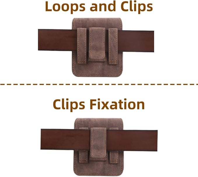 Universal Phone Holster Phone Pouch Case Belt Clip Belt Loops Card Slot Faux Leather for Man for Samsung Galaxy Z Flip 5/4/3 Motorola Razr Plus Razr+ 2023 (Brown&Yellow, XS(3.7"x3.1"x1.1"))