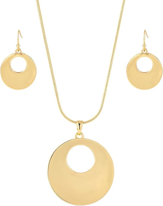Madison Tyler Gold Plated Jewelry Set for Women | Silver Teardrop Pendant Necklace Trendy | Long Necklace with Snake Chain | Fashion Dangle Earring Set