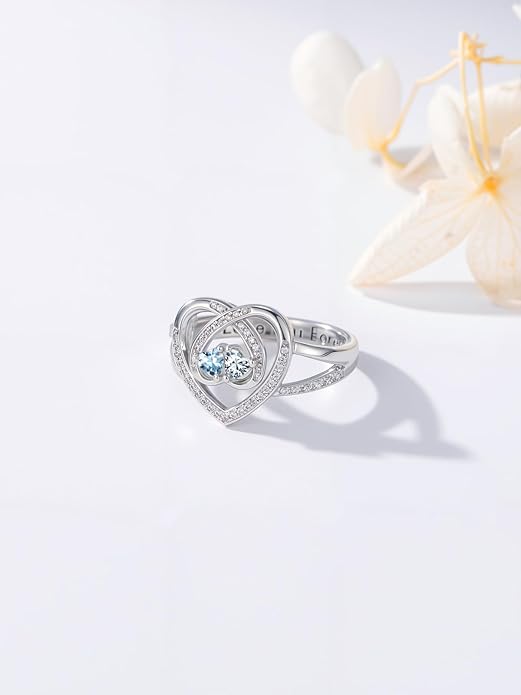 Valentine's Day Gifts for Women Birthstone Rings for Women Heart Statemet Engagement Eternity Wedding Promise Rings Jewelry Anniversary Christmas Valentine Mothers Day Birthday Gifts for Wife Her Girlfriend