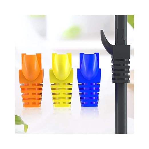 50 Pcs Cat5 Cat5E Cat6 Strain Relief Boot, RJ45 Plug Connector Cover Modular Network Plug Connector Cap Cable Connector Boots, Yellow