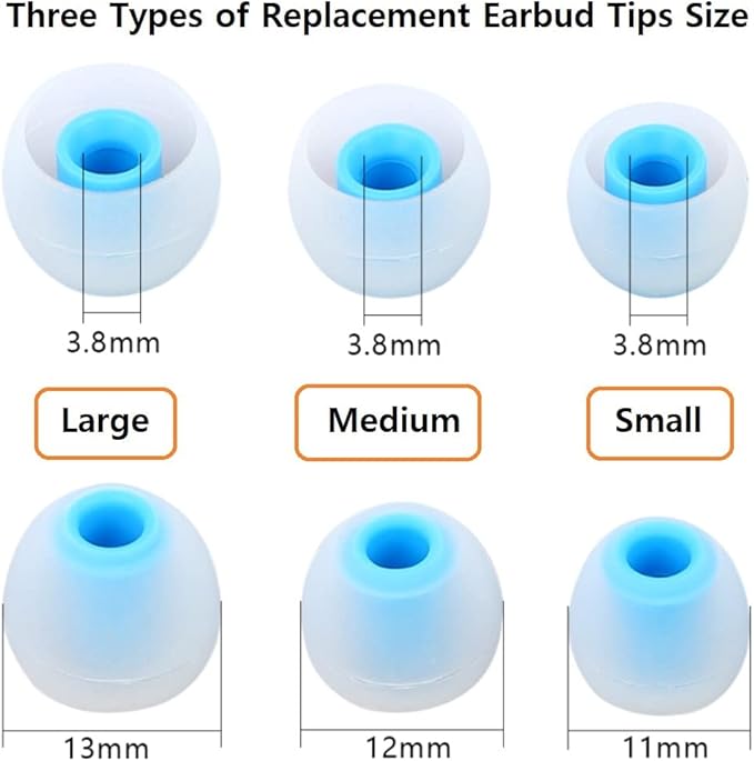 Earbuds Replacement Tips Silicone Earbud Tips Ear Gels Fit for Inner Hole from 3.8mm - 5.1mm Earphones 9 Pairs S/M/L