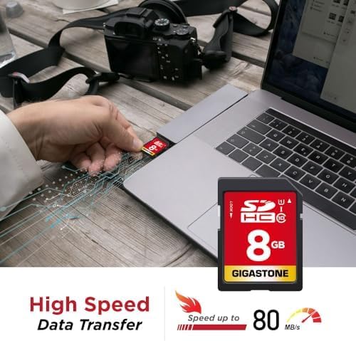 GIGASTONE 8GB SD Card 50-Pack UHS-I U1 Class 10 SDHC Memory Card Full HD Video Canon Kodak Olympus Digital Camera, with 50 Mini Cases