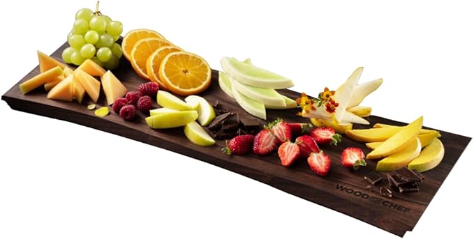 Large Charcuterie Board - Walnut Wood Serving Board with Handles - Perfect Live Edge Design for Displaying Cheese, Bread, Fruit - Modern Wood Charcuterie Board for Parties - 24x9x0.75 inches
