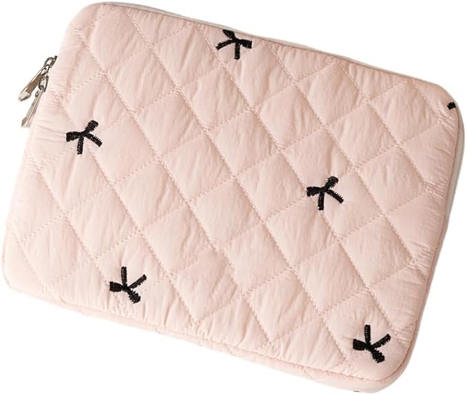 Cute Bow Graphic Carrying Laptop Bag Y2K Preppy Laptop Sleeve Case Bag Kawaii Pad Computer Protect Case Pouch (15-15.6 inch,Pink)