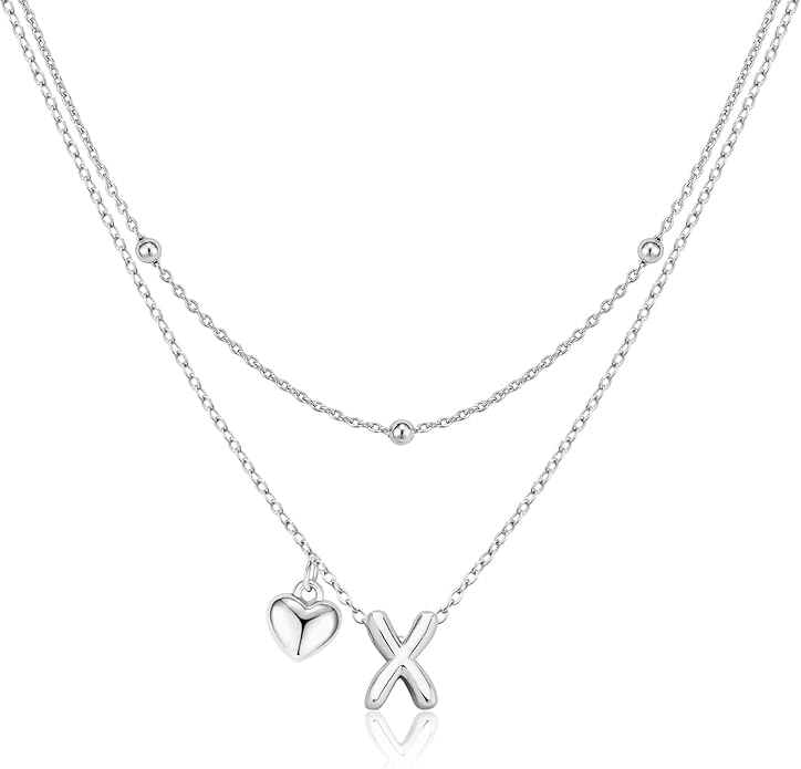 adoyi Valentines Day Gifts for Women Hers Dainty 14K Gold Plated Heart Initial Necklaces Layered Letter A-Z Pendant Necklace Stack Trendy Jewelry Birthday Valentines Day Gifts for Women Jewelry