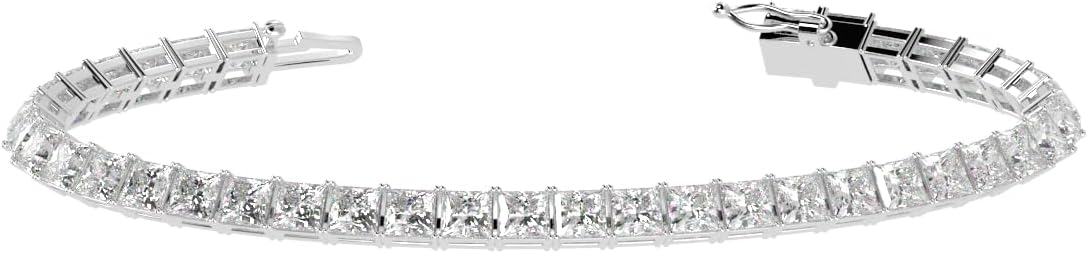 Houston Diamond District 2 to 28 Carat Lab Grown Diamond Classic Tennis Bracelet, 4-Prong Setting for Women (E-F Color, VS2-SI1 Clarity)