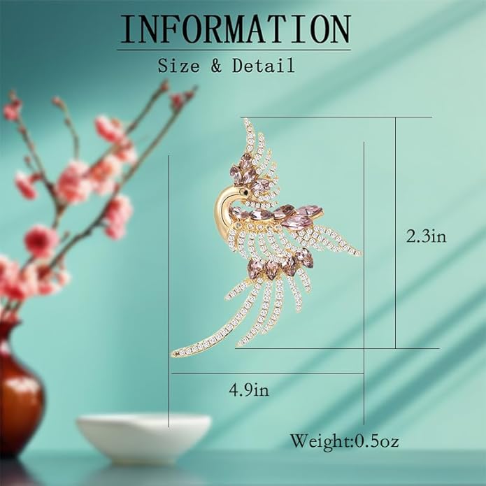 Animal Brooch for Women Girls 18k Gold Plated Animal Brooch Pin Rhinestone Animal Brooch Lapel Pin Jewelry Thanksgiving Day Birthday Wedding Gifts for Mom Wife
