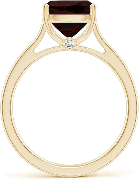 Angara Cushion Garnet Solitaire Ring in Sterling Silver/14K Solid Gold/Platinum | Natural Garnet Solitaire Ring for Women | January Birthday, Anniversary, Gemstone Jewelry Gift