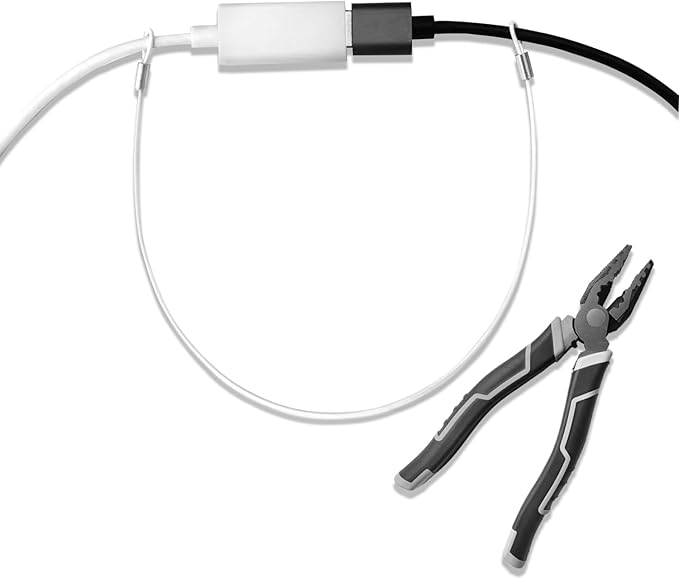 Cable Tethers 5 Pack with Crimping Tool (12 Inches, White Color), Adjustable Security Cable Look, Universal DIY Adapter Tethering Ties Kit for Computer Cord, Pre-Assembled, Tamper-Resistant
