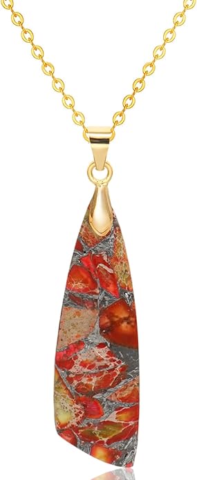 Nature Stone Necklaces for Women Boho Pendant Necklace 18K Gold Chain Necklaces