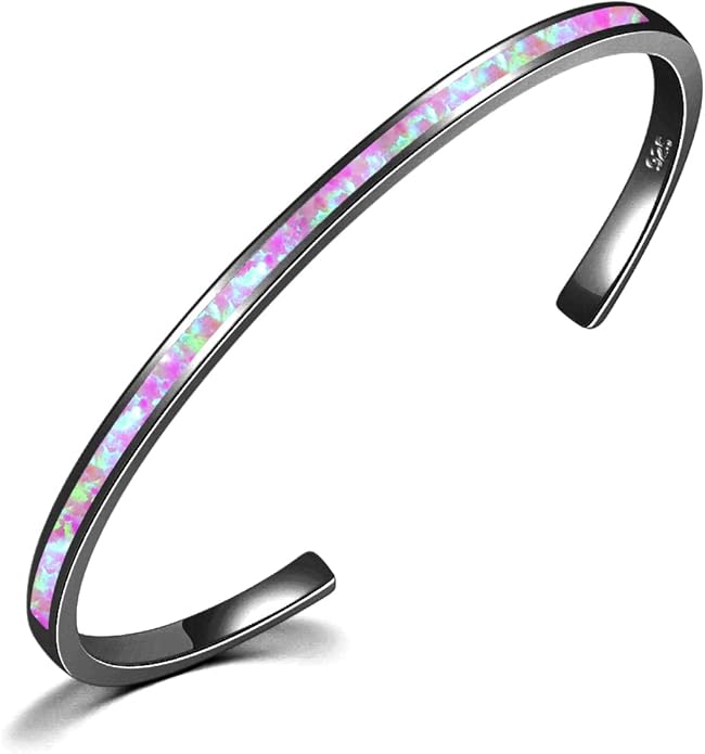 CiNily Womens Cuff Bracelet,Opal Bangle Bracelets Gold Plated Hypoallergenic Ladies Gemstone Open Cuff Bangle Bracelet