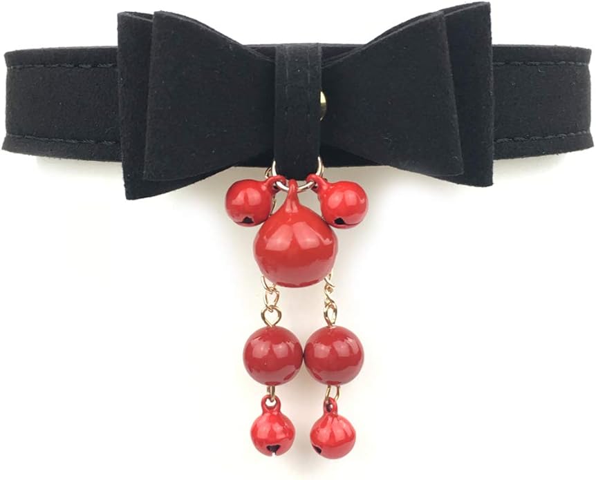 Bell Choker Collar Necklace Lolita Bow Collar Cat Kitty Velvet Necklace