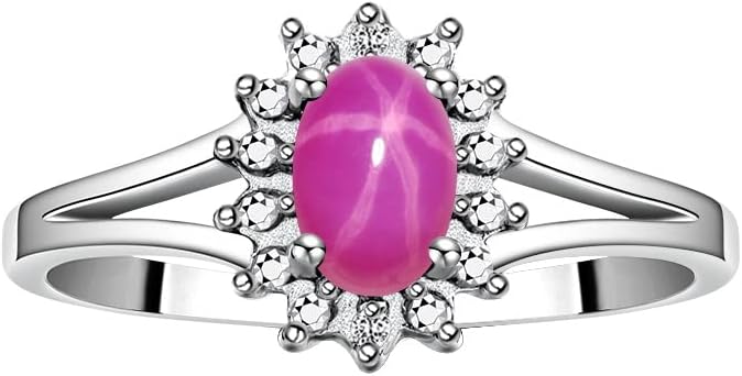 Rylos 14K White Gold Classic Halo Ring: Diamonds, 6X4MM Oval Gemstone - Birthstone Jewelry for Women - Stunning Diamond Gold Ring Sizes 5-10