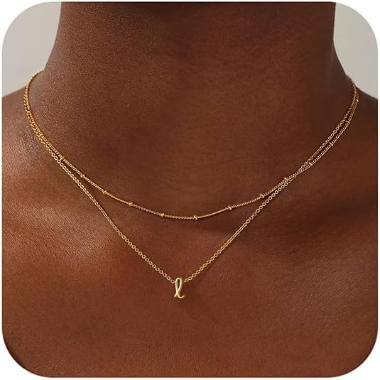 Yoosteel Valentines Gifts for Her Women - Layered Initial Necklaces for Women Trendy 14K Gold Plated Letter A-Z Necklace Gold/Silver Initial Necklace Stack Birthday Gifts for Teen Girls Jewelry