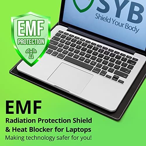 Shield Your Body - Laptop Lap Pad with SaferBody™, Anti Radiation Shield & Heat Shield Pad, EMF Blocker Laptop Pad for Up to 17in.Wide Device (15.9 x 12 inches), Jet Black PU Leather Color