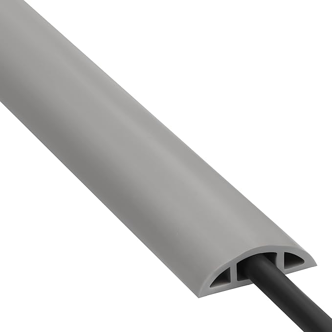 Floor Cord Cover 10ft, Cord Hider Floor Grey, Cable Management Prevent Trips, Cable Cover Wire Covers for Electric Power Cords, Wire Protector Cavity W0.47in x H0.28in