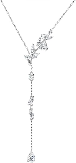 Long Necklace Sterling Silver Larait Bar Y Lariat Long Chain Drop Adjustable Necklace Gift for Her, 30"