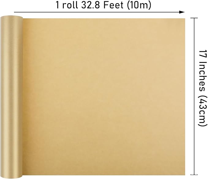 NESCCI Gold Matte Wrapping Paper,Solid Color Pearly-Lustre Paper,Gift Wrapping Paper,Perfect for Wedding,Valentine's Day,Birthday, Christmas,Baby Shower,DIY Bouquet (17 Inches X 32.8 Feet)