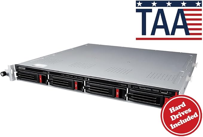 BUFFALO TeraStation 3430RN 4-Bay 16TB (4x4TB) Rackmount Small-Med Business NAS w/Hard Drives Included