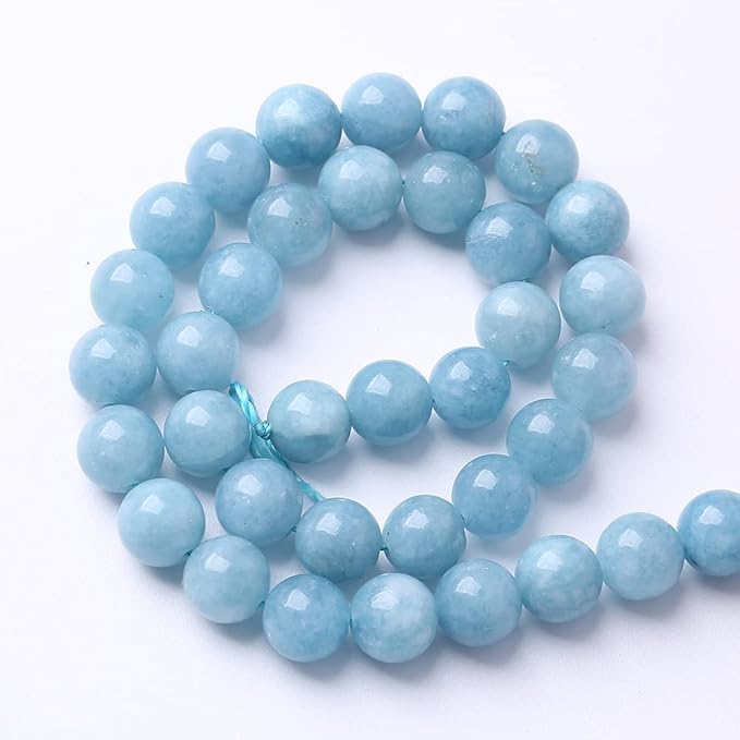 60Pcs 6mm Natural Blue Chalcedony Jades Beads for Jewelry Making Aquamarine Jades Energy Stone Healing Beads DIY Bracelet Necklace 15" 1 Strand