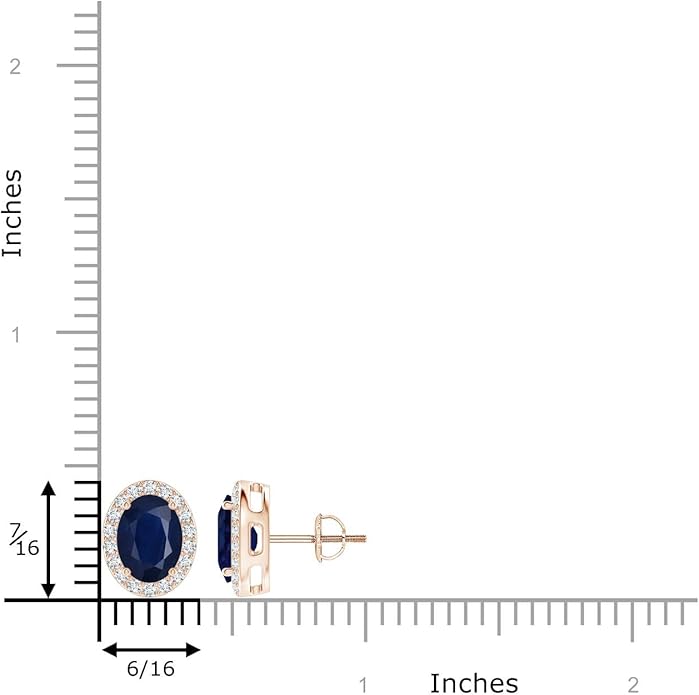 ANGARA Natural Blue Sapphire Earrings for Women | Prong-Set Oval Blue Sapphire Stud Earrings with Diamond Halo in 14K Solid Gold/Platinum | September Birthday, Anniversary, Gemstone Jewellery Gift
