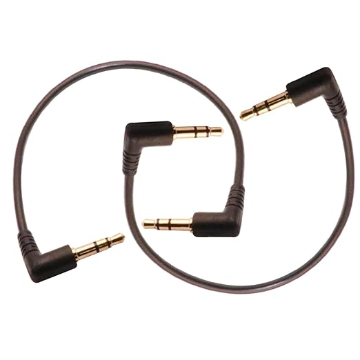 3.5mm Male to Male Audio Cable, Right Angle Auxiliary Cord, 195mm Length, 2-Pack, Gold-Plated Connectors