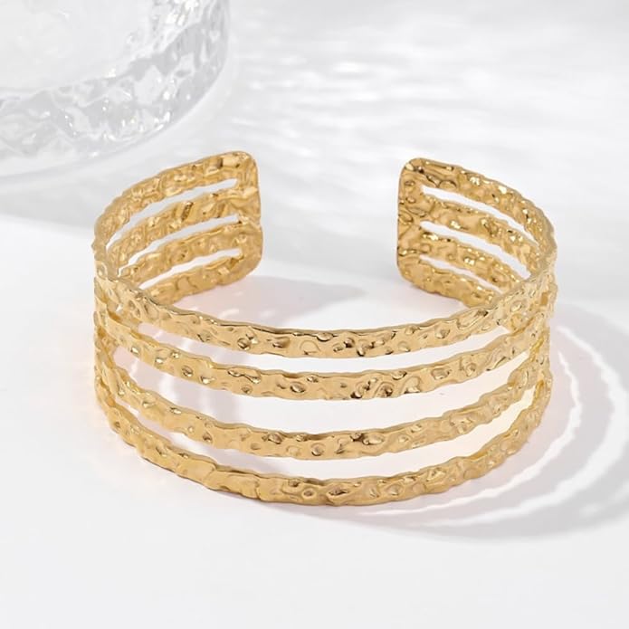 Multi-layer Cuff Bracelet for Women Cross Wire Bracelets Open Wide Cuff Gold Bangle Bracelet