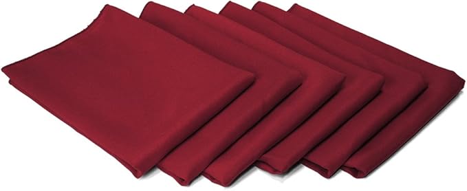 TableLinensforLess 17"x17" Polyester Cloth Napkins, Set of 6 (Maroon) | Easy-Care, No-Iron Finish, Superior Color Retention, Machine Washable