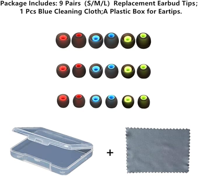 Earbud Silicone Ear Tips Replacement Earbuds Gels for Popular In-Ear Headphones Other Inner Hole 3.8mm - 5.1mm 9 Pairs S/M/L