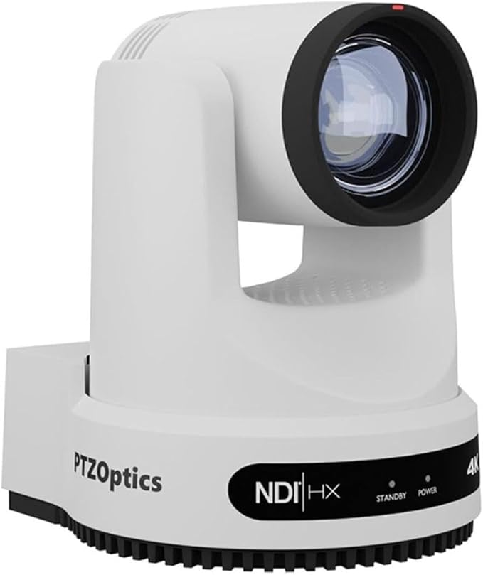 PTZOptics Move 4K 20x Auto-Tracking PTZ Camera with Built-in Tally Light, 3D Noise Reduction, and Advanced White Balance Modes (White)