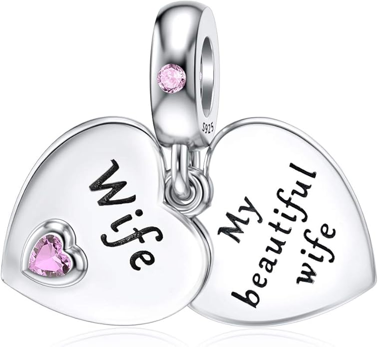 JIAYIQI Mother Sister Daughter Wife Charms Fit Charms Bracelet Necklace with Double Heart Love Charms 925 Sterling Silver Beads for Women Jewelry