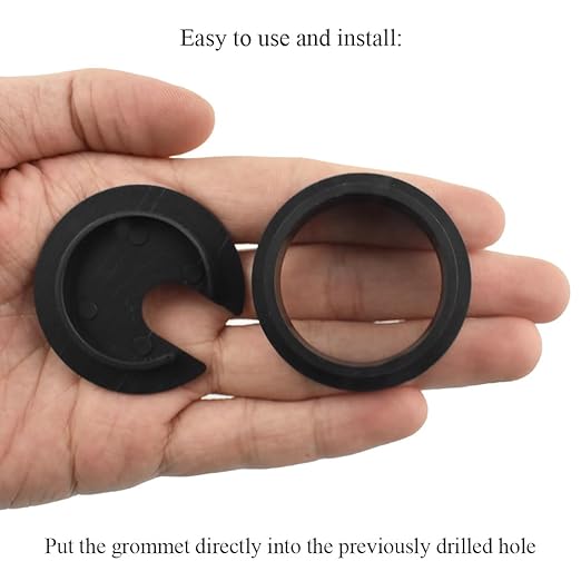 HAHIYO 2Pcs 1.38Inch/35mm Black ABS Plastic U-Shaped Desk Grommet Wire Grommet Cable Management Cord Hole Cover Desk Wire Hole Insert Wire Organizer for Computer Office Home School Equipment Systems