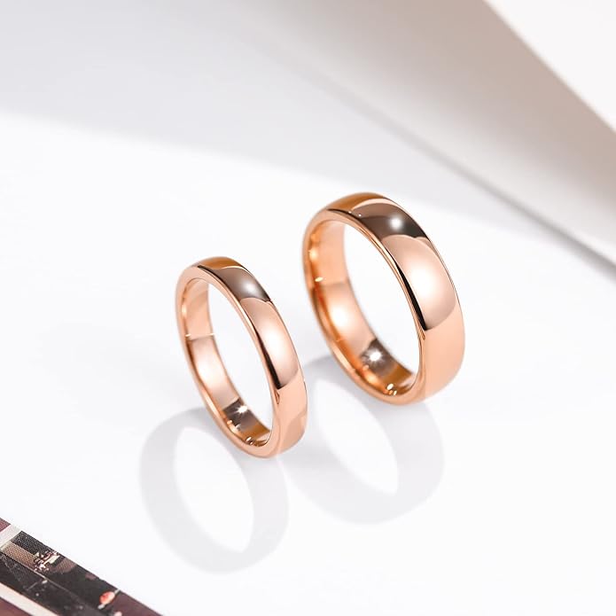 Greenpod 2mm 4mm 6mm Tungsten Wedding Bands Ring for Women Men Rose Gold Plated/Silver/24K Gold Plated/Black Polished Slim Engagement Promise Rings Comfort Fit Size 4-13