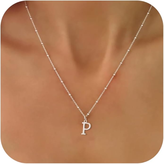 Valentines Gifts for Her Women - Initial Necklaces for Women Dainty 14k Gold Plated A-Z Letter Pendant Name Necklaces Cute Charm Choker Fashion Accessories Non Tarnish Trendy Jewelry Gift