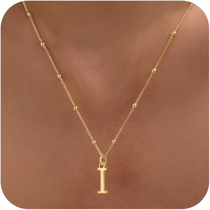 Valentines Gifts for Her Women - Initial Necklaces for Women Dainty 14k Gold Plated A-Z Letter Pendant Name Necklaces Cute Charm Choker Fashion Accessories Non Tarnish Trendy Jewelry Gift
