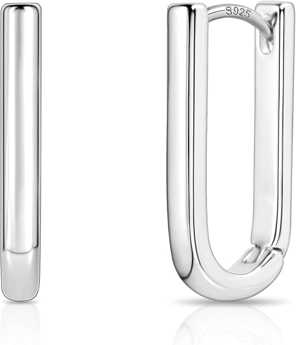 ALEXCRAFT 925 Sterling Silver Hoop Earrings for Women, Hypoallergenic 14K Gold Plated Small Rectangle Huggie Hoop 12x22mm Outer Diameter Medium Square Rectangle Hoops Earrings for Women Jewelry Gifts