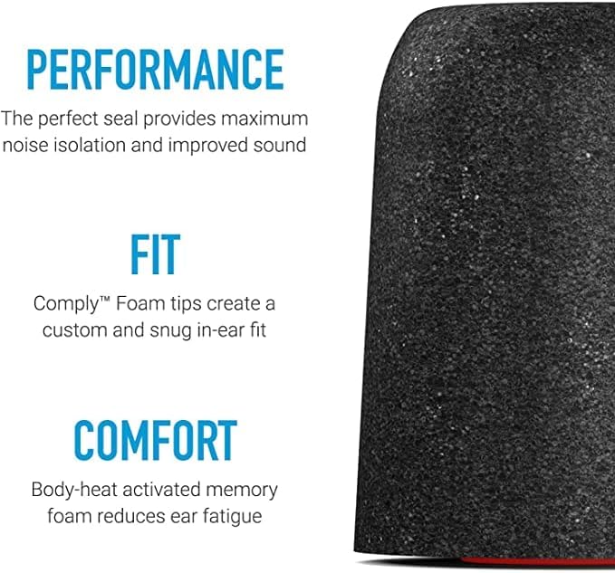 Comply P-Series | Memory Foam Replacement Ear Tips Designed for Etymotic, NuForce, ISOtunes PRO, Q-Jays, & More | Superior Noise Isolation, Ultimate Comfort, Secure Fit | Black, Small (3 Pairs)