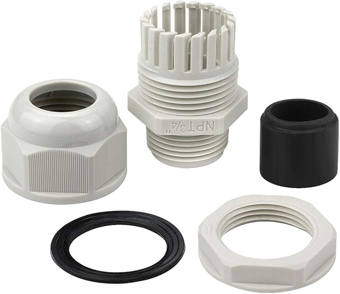 XHF 25 Pcs 3/8" IP68 Strain Relief Nylon Cord Grip Waterproof NPT Cable Glands Adjustable UL Listed and RoHS Compliant (Grey)