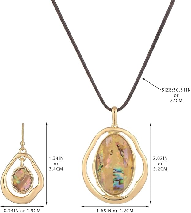 Madison Tyler Gold Plated Jewelry Set for Women | Silver Teardrop Pendant Necklace Trendy | Long Necklace with Snake Chain | Fashion Dangle Earring Set
