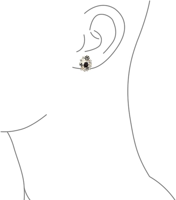 Pink Red Enamel Flower Crystal Edge Spring Retro Floral Rose Clip On Earrings For Women Non Pierced Ears 14K Gold Plated
