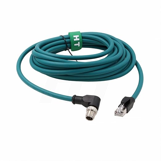 Right Angle M12 Ethernet 8 Pin X-Code RJ45 Cable for Datalogic Matrix 220 320 Reader IV3 Cognex IS8000 DM470 Vision Camera Sensor Reader 5M