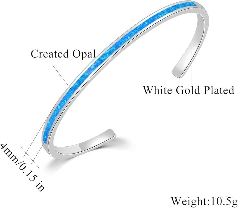 CiNily Womens Cuff Bracelet,Opal Bangle Bracelets Gold Plated Hypoallergenic Ladies Gemstone Open Cuff Bangle Bracelet
