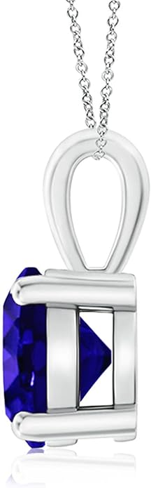 Angara Natural Tanzanite Solitaire Pendant for Women | Round Tanzanite Solitaire Pendant Necklace in 14K Solid Gold/Silver/Platinum With 18" Chain | December Birthday, Gemstone Jewelry Gift